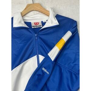 Wilson Track Jacket Blue White Yellow Colorblock Full‎ Zip Mens XL